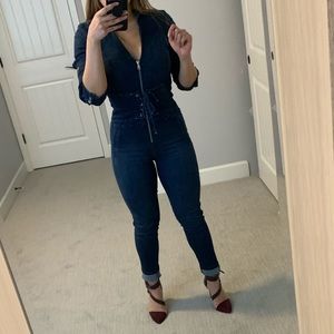 bebe Denim Corset Jumpsuit